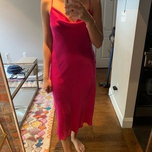 Forever 21 Hot Pink Midi Slip Dress